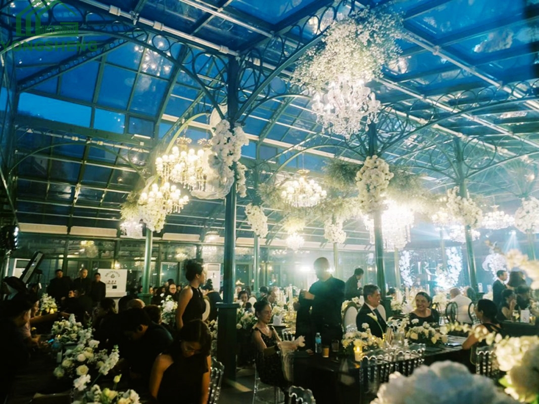 glass greenhouse, Victorian greenhouse, greenhouse wedding venue, large greenhouse